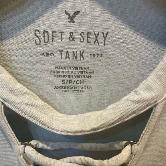 American Eagle Outfitters Light Blue Lace-Up Tank Top - Picture 4 of 5